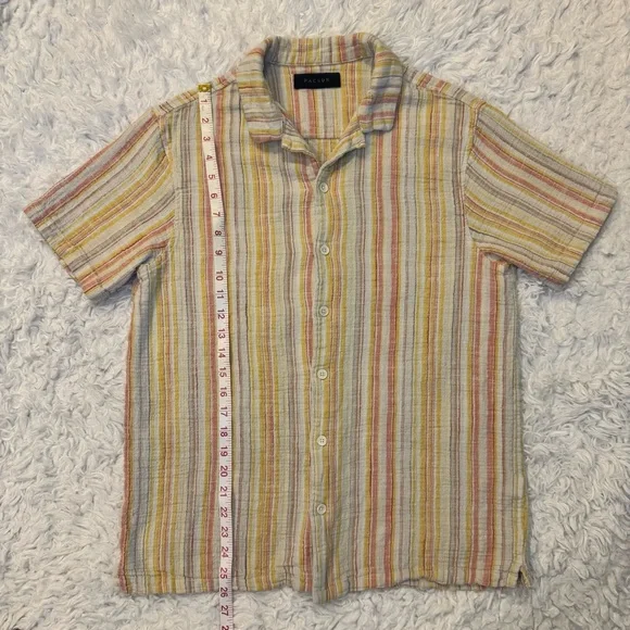 PacSun Button Down Resort Shirt Men’s Multicolored Striped Short Sleeve Size L - Picture 4 of 9